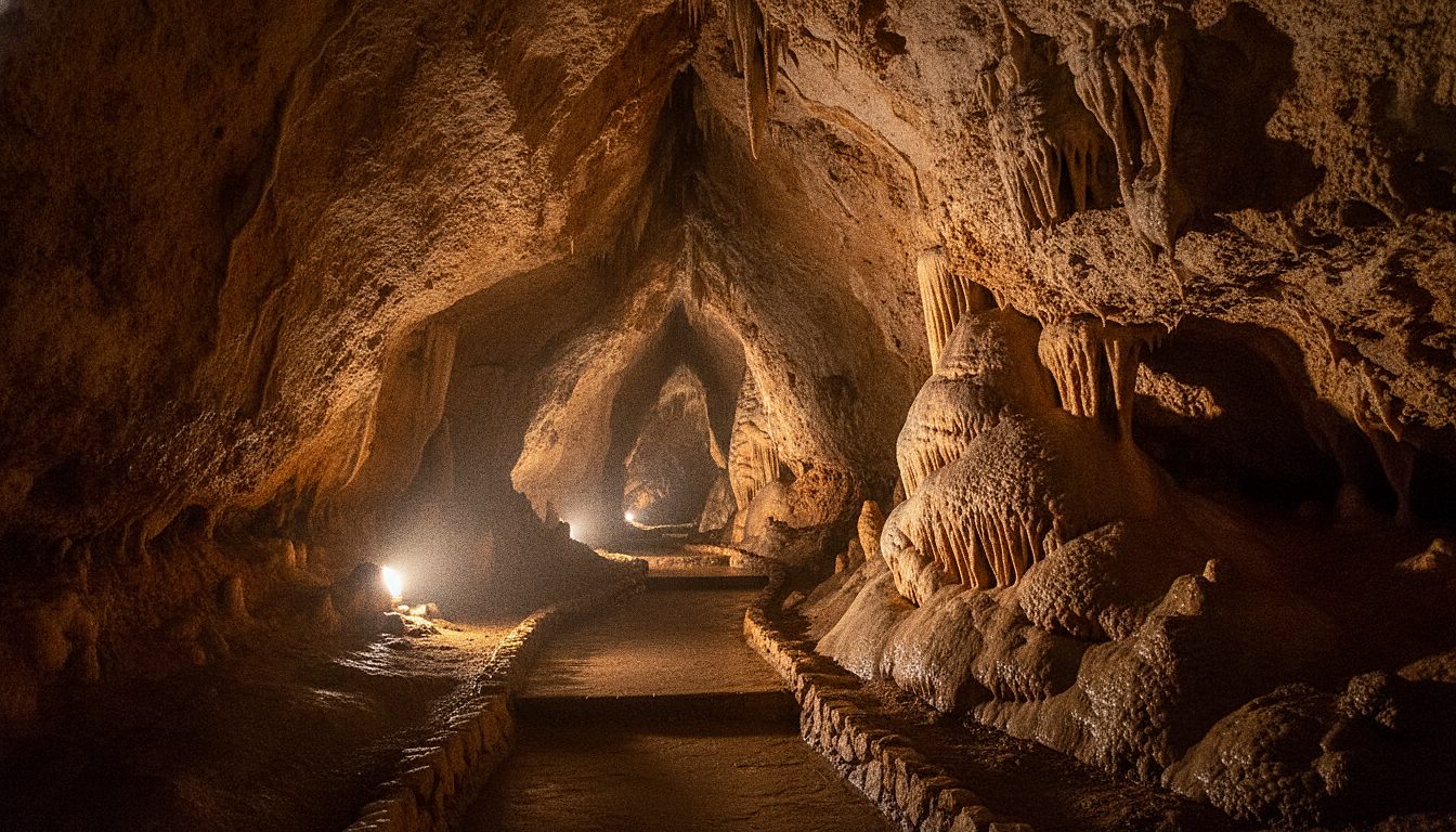 Ingang van de Coves d'Artà hoog boven zee bij Canyamel op Mallorca